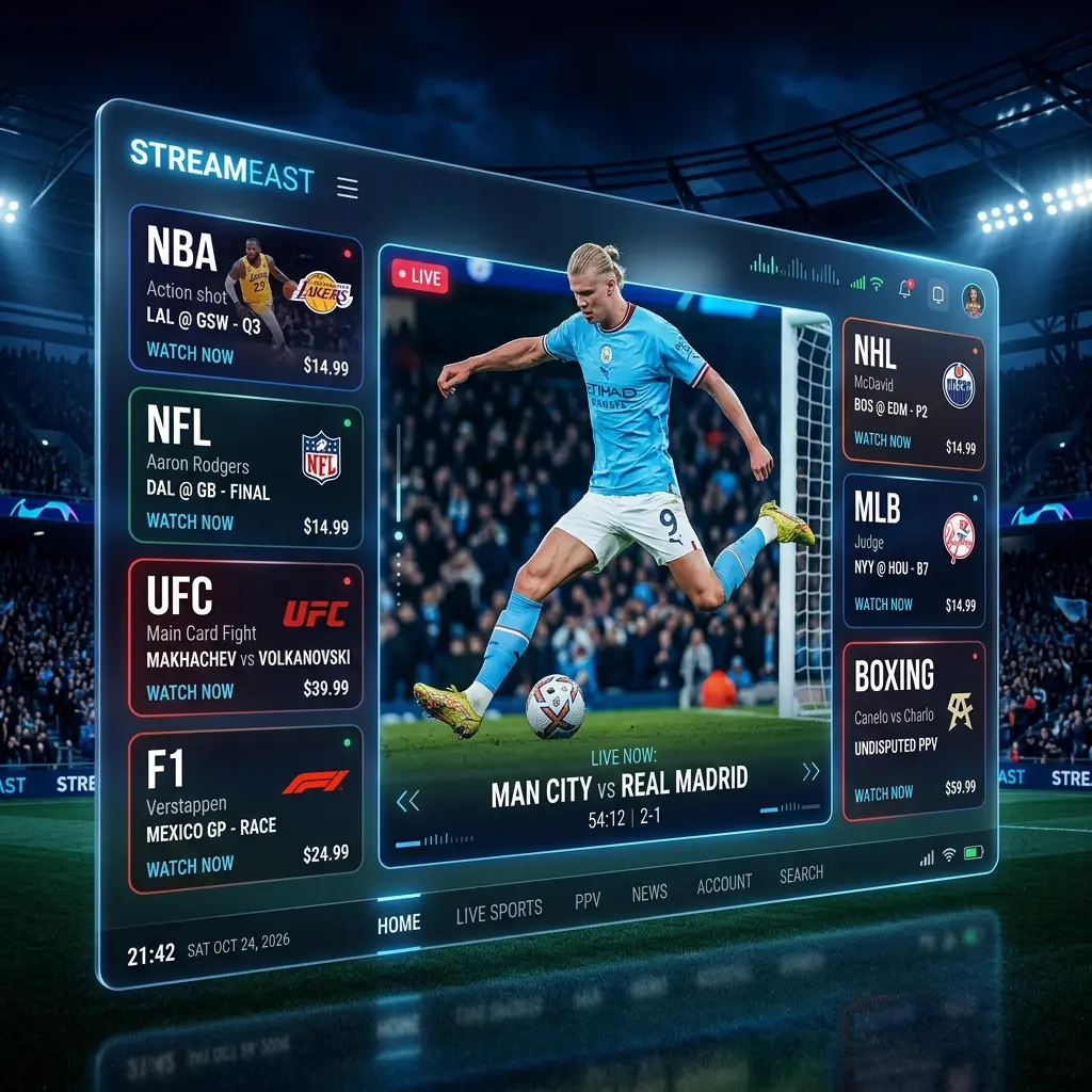 StreamEast Live Sports Dashboard - NBA, NFL, UFC, Soccer, F1, NHL, MLB & Boxing